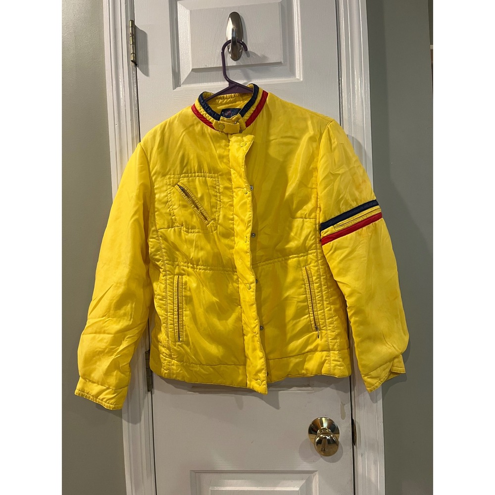VTG 70s Unisex Ljungberg Ski Jacket Norway Yellow Retro Racing Stripe MS LM